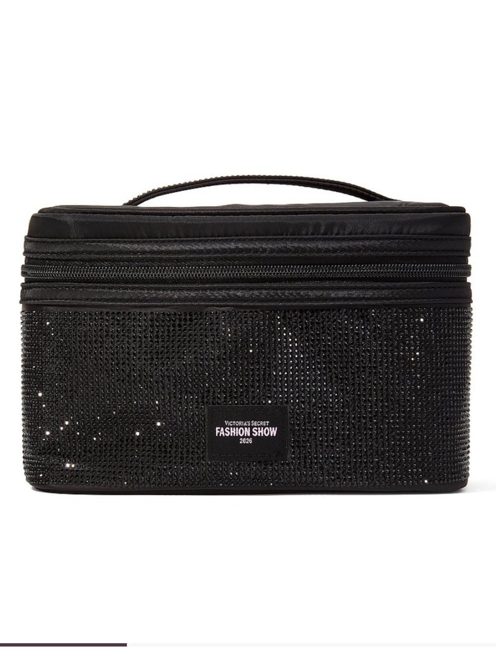 Victoria's Secret Black Rhinestone Travel Cosmetic Case with Handle